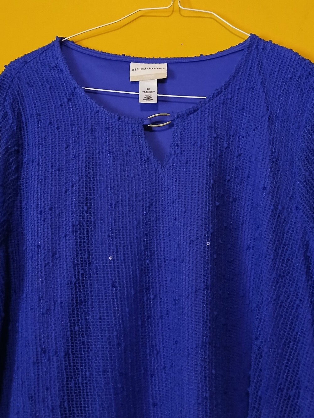 alfred dunner Royal Blue Textured Knit Women's Top
